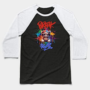 A Cool and Rebel Teddy Bear Baseball T-Shirt